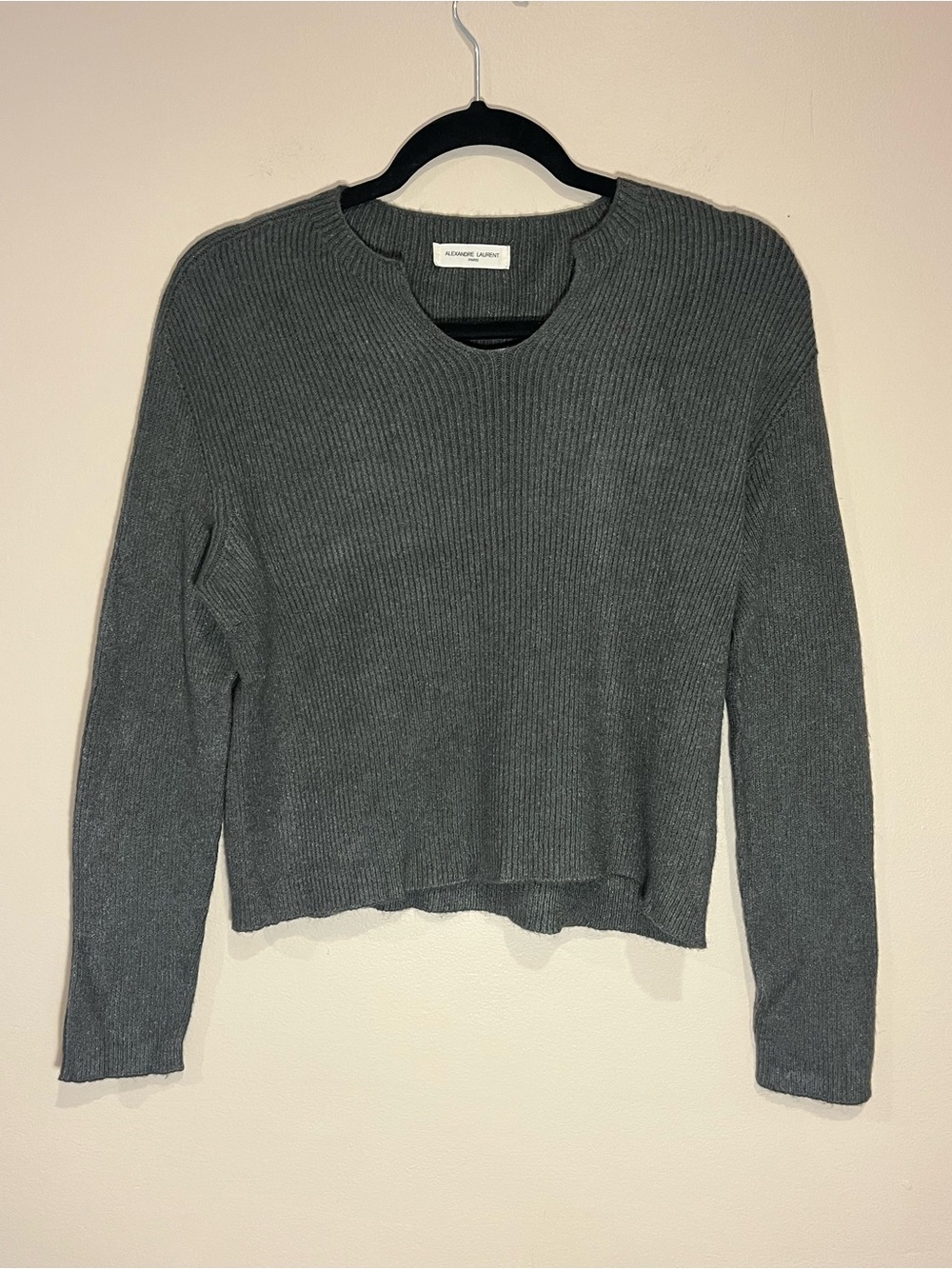 Classic Crew Ribbed Sweater in Charcoal Gray